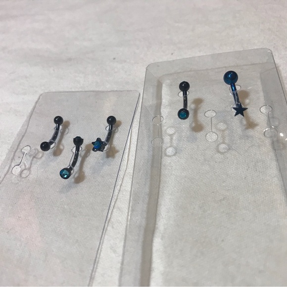 FREE * Morbid Metals NEW Eyebrow Vertical Labret Piercing Balls Stars Rhinestone - Picture 7 of 8